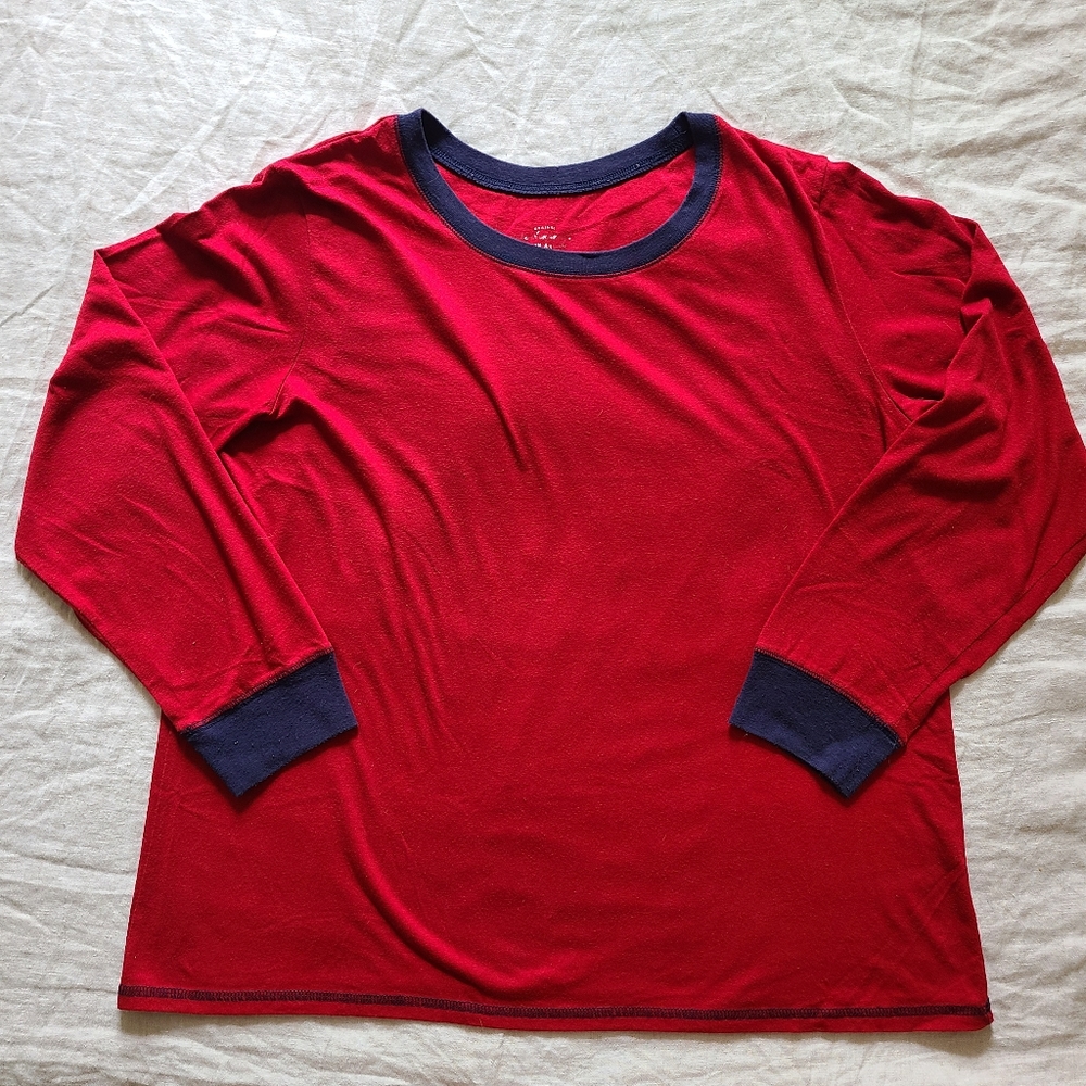 Original Weatherproof Vintage Men's XL Pajama Top Red Navy Cotton Long Sleeves - Picture 7 of 13